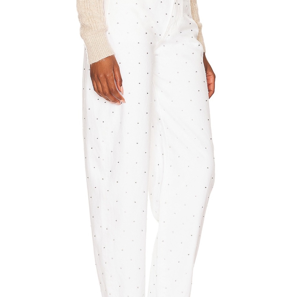 Lovers and Friends Easton High Rise Balloon Leg Jeans - white with embellishment